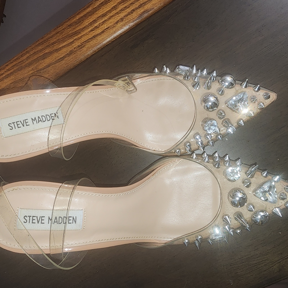Steve Madden Women's Clear Studded Heels